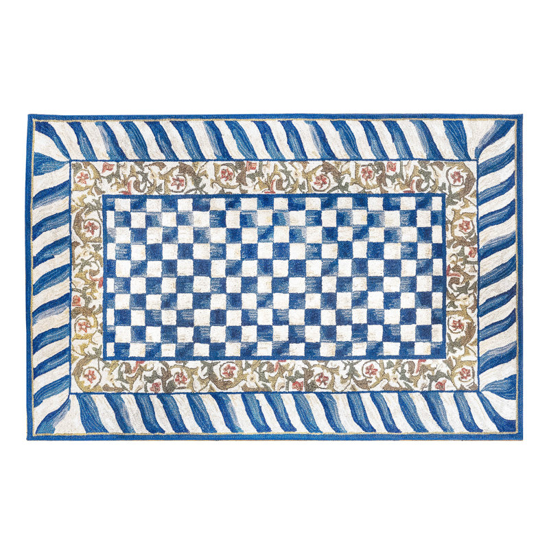Truly Royal Check Washable Rug, Rectangle 5' x 7'6"