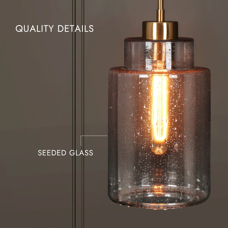  1-Light Modern Farmhouse Kitchen Island Pendant with Seeded Glass(1-Set)