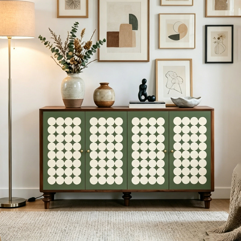 Buffet à motif français rétro, H 35,43 po x l 59,06 po x P 15,75 po