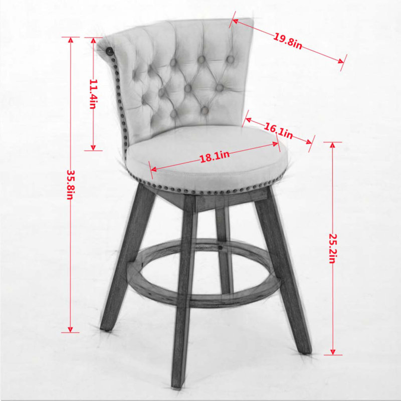 Tabouret de bar pivotant à 360 °, Gris