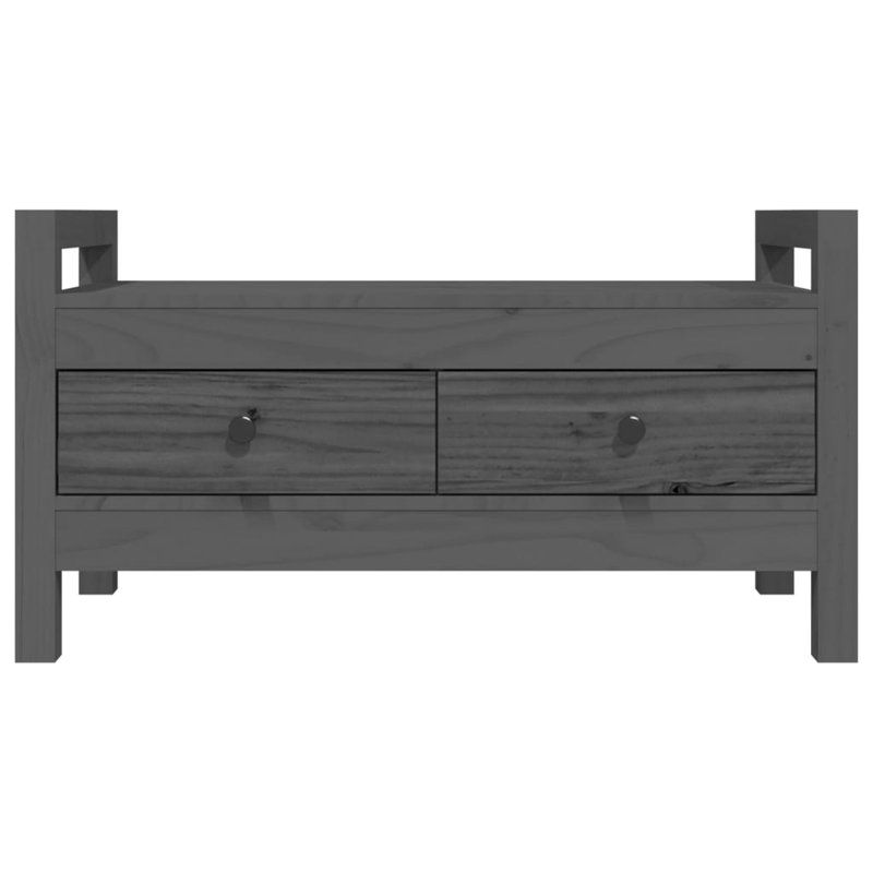 Karmia Upholstered Bench with Drawers, Grey, Solid wood