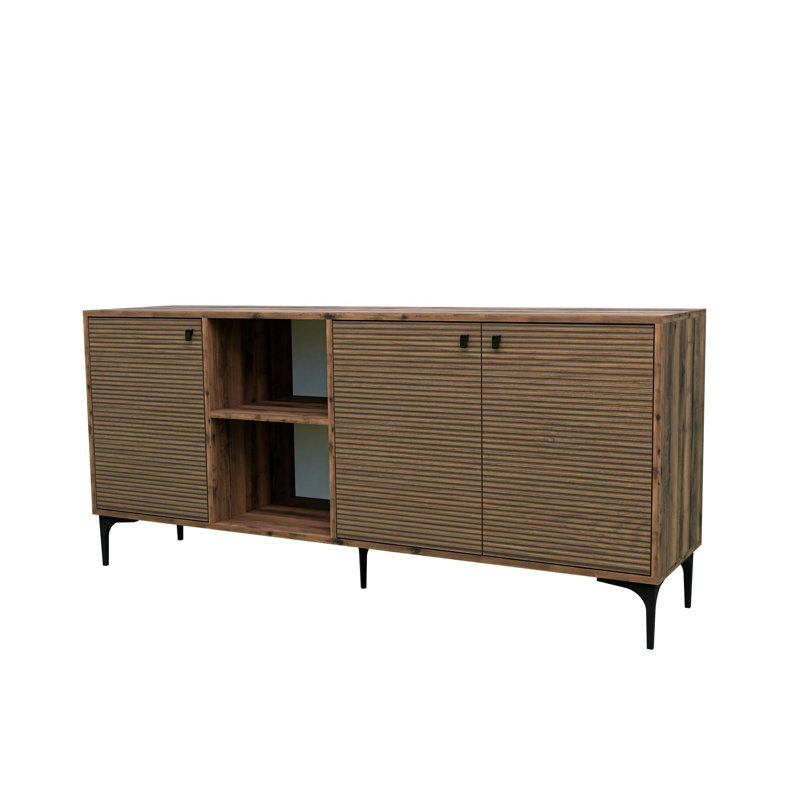 Elegant Walnut Console Table, 70.9 x 31.5 x 17.7 inches | 100% Melamine Coated Chipboard, Sturdy Plastic Legs, Wall-Mountable Design, Multiple Shelves | Perfect for Living Room & Entryway Decor, Stylish & Functional