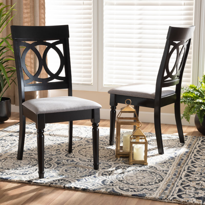 Ingaret 17.9'' H Upholstered Side Chair, Gray, 2, Walnut