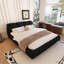 Grand lit plateforme luxueux, tapissier en noir, tête de lit surdimensionnée, convenant à différents styles de matelas Structure en bois massif à coussin souple, choix multiples