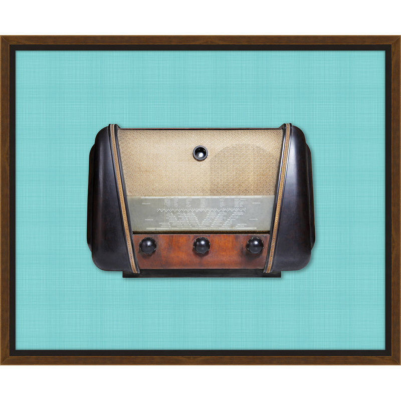 « rétro radio iii », reproduction d’impression encadrée, Bleu