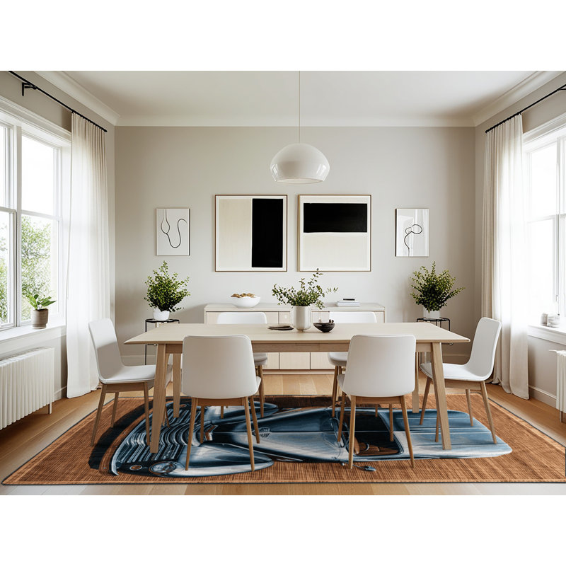 Machine Washable Transportation Brown Area Rug, Rectangle 7' x 10'