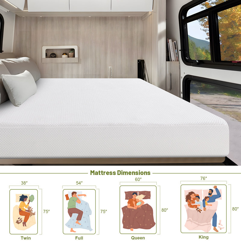 Rv Memory Foam Mattress Medium Firm Feel, Breathable Memory Foam, Certified Safe Foams & Fabric, Mattress In A Box, King, 10"