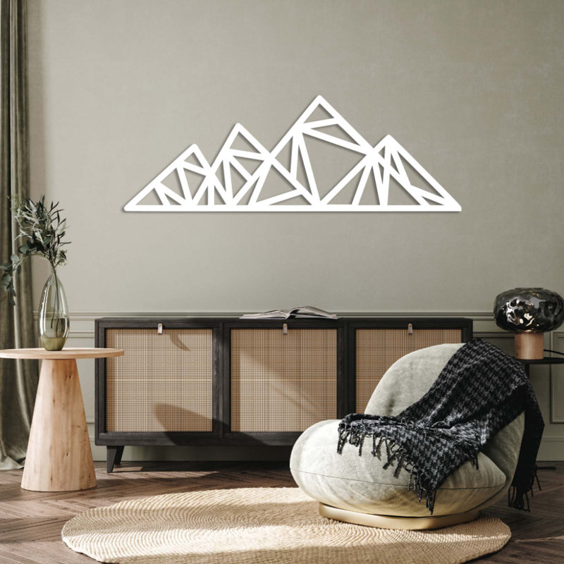 Art mural en métal géométrique «Triangle Mountains» - décor de montagne abstrait - conception de sommet de triangle minimaliste - décoration murale industrielle moderne - décor de salon contemporain - pièce d'art remarquable