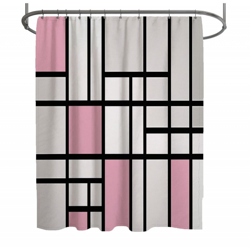Rideau de douche Mondrian - décor de salle de bain moderne, H 93 po x l 70 po