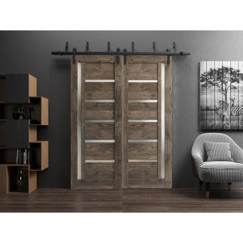 Porte standard lambrissée Quadro, Chêne cognac, 24 po x 80 po
