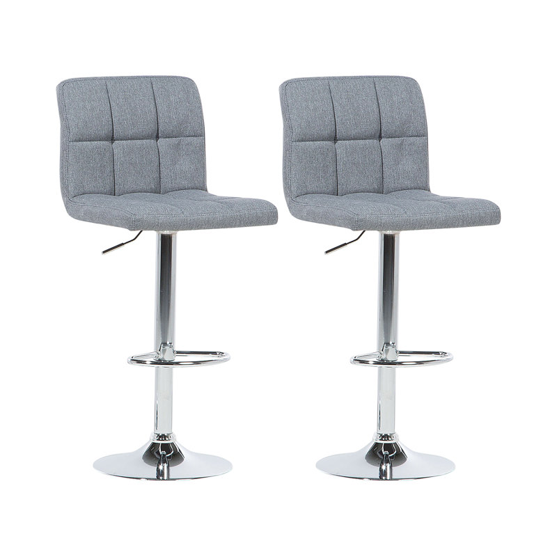 Seamus Swivel Upholstered Adjustable Height Bar Stool, Grey