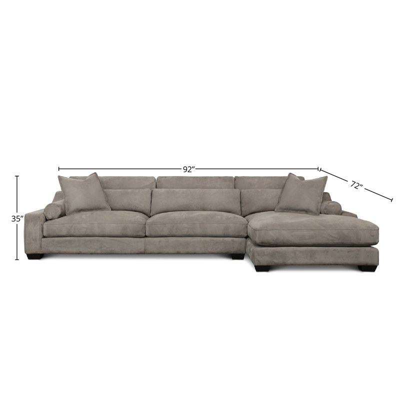 Montecarlo Chaise Sectional, Right Hand Facing, Black Caressa Genuine Leather