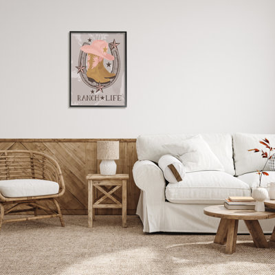 «Ba-677-Floater Ranch Life Cowgirl Horseshoe», reproduction encadrée sur toile par Lisa Perry