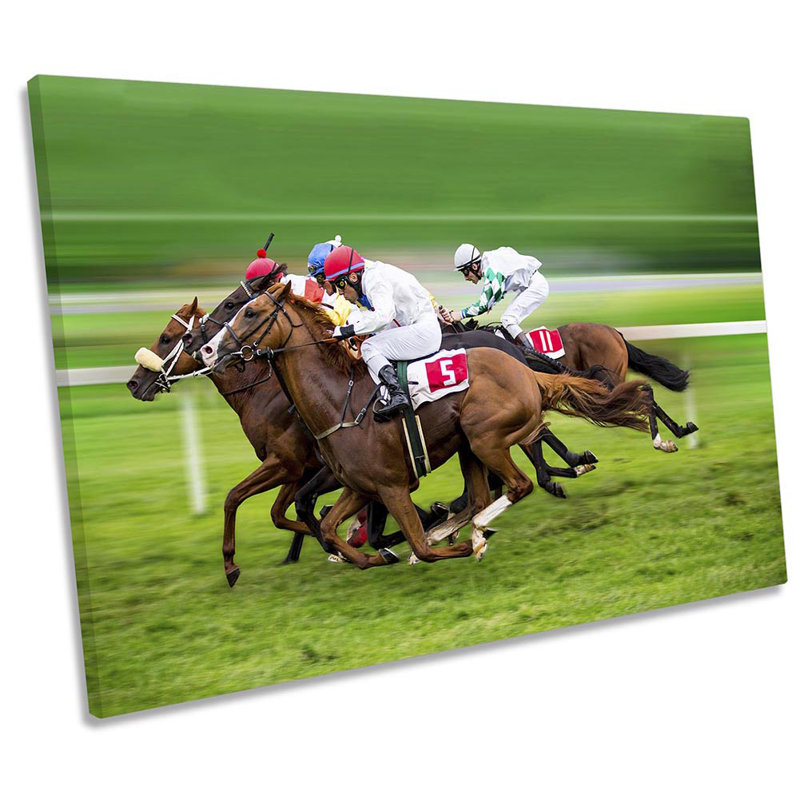 Z0637 Horse Racing Jockeys - Wrapped Canvas Print, 61cm H x 91.4cm W