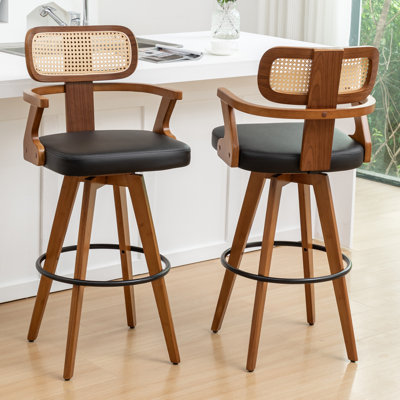 Swivel Yes Upholstered Faux Leather Bar Stool