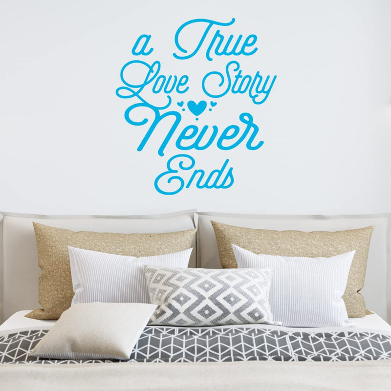 Adhésif décoratif «A True Love Story Never Ends», Bleu ciel, H 16,5 po x l 15 po