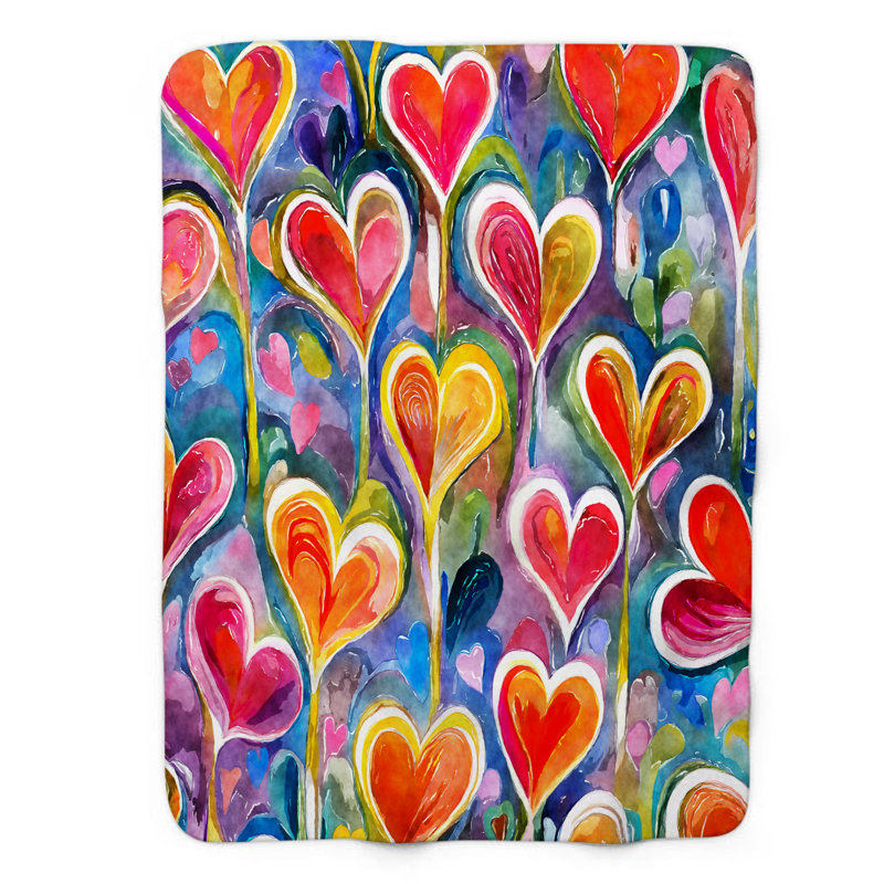 Cheerful Heartburst Throw Blanket, 50" W x 60" L