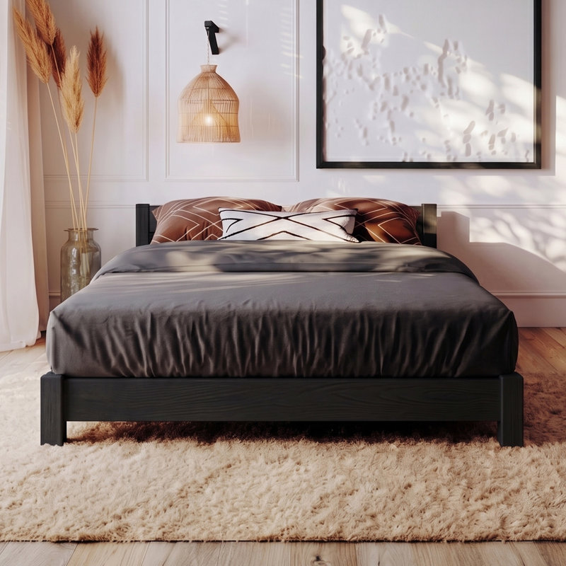 Structure de lit Hardiman, 85" x 85", Enduit noir