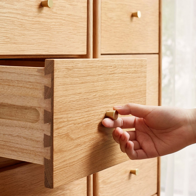 Armoire de rangement en chêne massif pour table de chevet - Quatre tiroirs