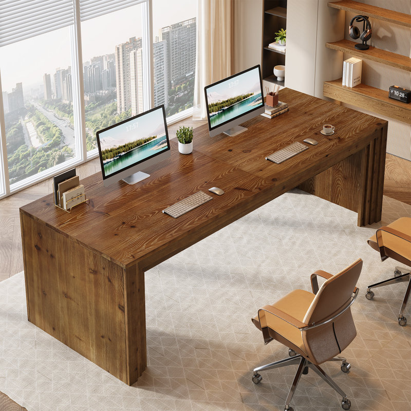 78.7" Extra Long Computer Desk, Large Solid Wood Executive Desk