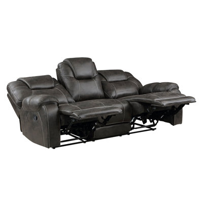 Erisha 87'' Transitional Reclining Sofa - Microfiber Recliner Sofa with Convenient Tab Pull Reclining and Comfortable Foam & Pocket Coil Seating