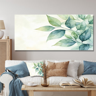 Minimalist Green Botanical Plants I - Leaves  Metal Wall Decor, Traditional Metal Print