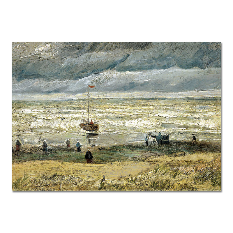 Marina In Scheveningen by Vincent Van Gogh - No Frame Painting on Glass, 65cm H x 95cm W