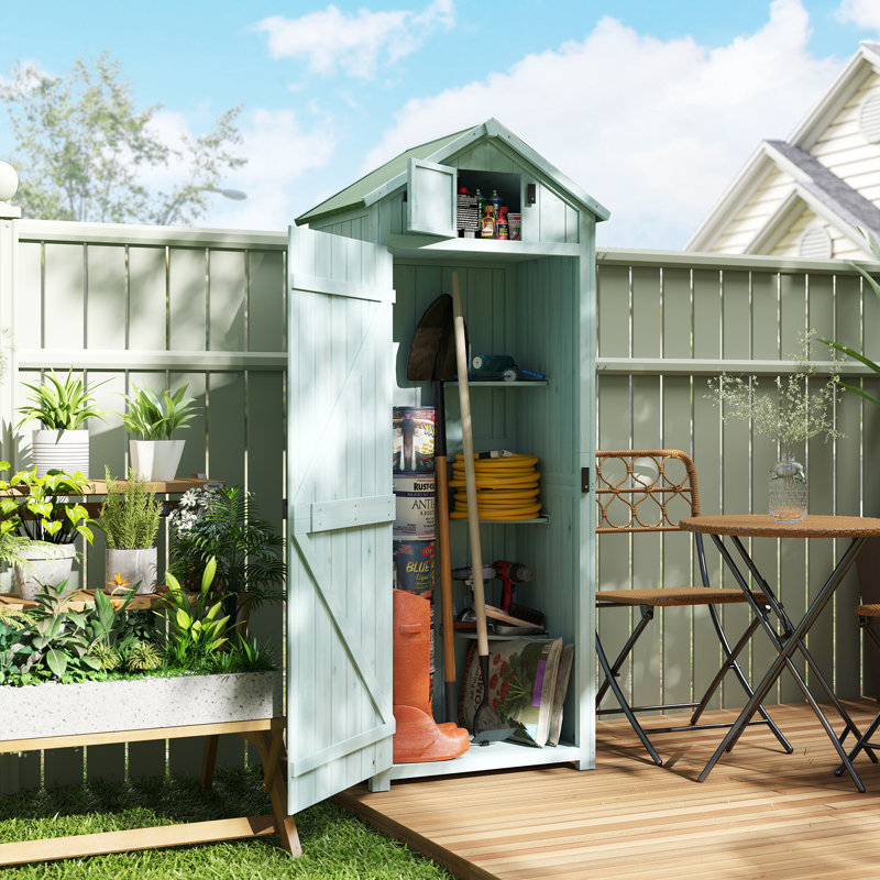 Outsunny Small Shed Wooden Garden Shed, Blue