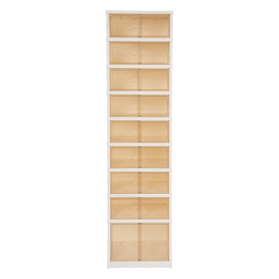 9-Tier Foldable Shoe Rack Plastic Collapsible Shoes Storage Box