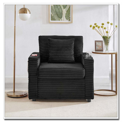 Fauteuil d'appoint confortable en velours côtelé