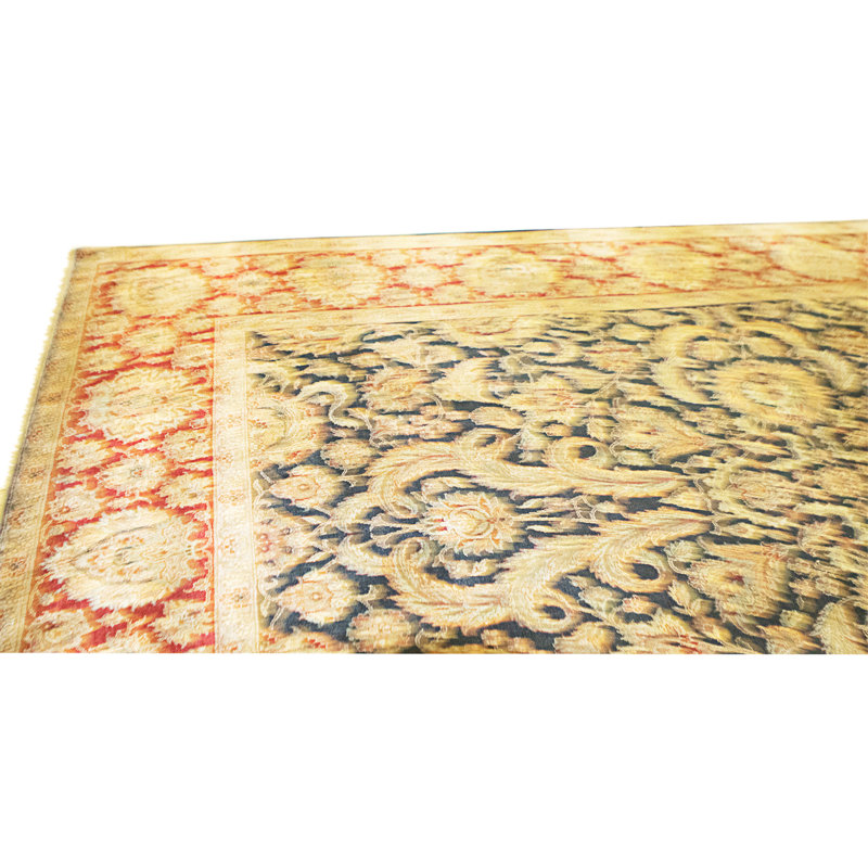 Tapis noir et rouge noué à la main de haute qualité