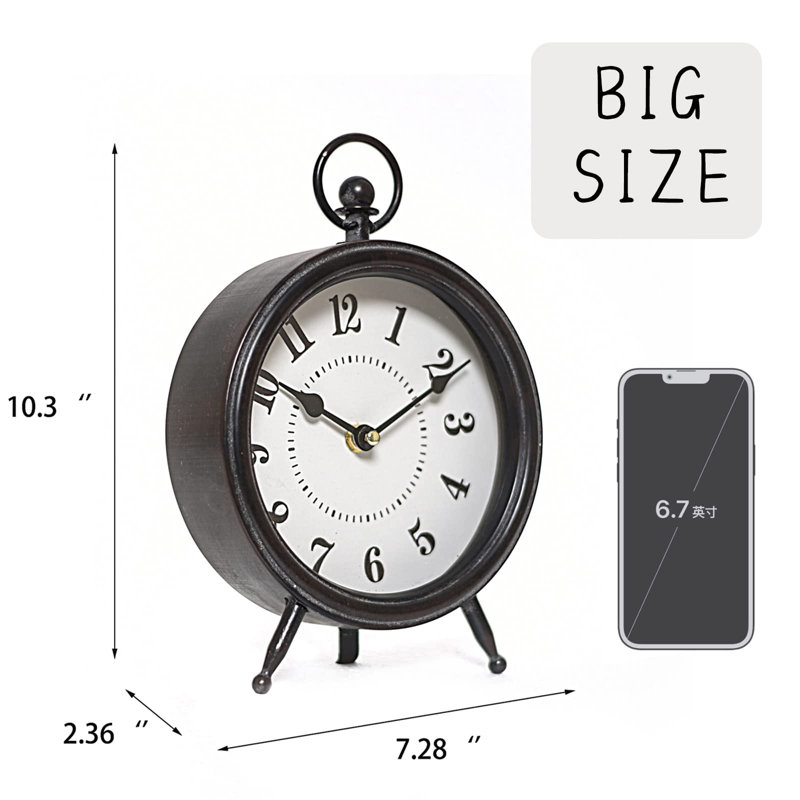 Alcott Hill® Digital Metal Mechanical Tabletop Clock in Black