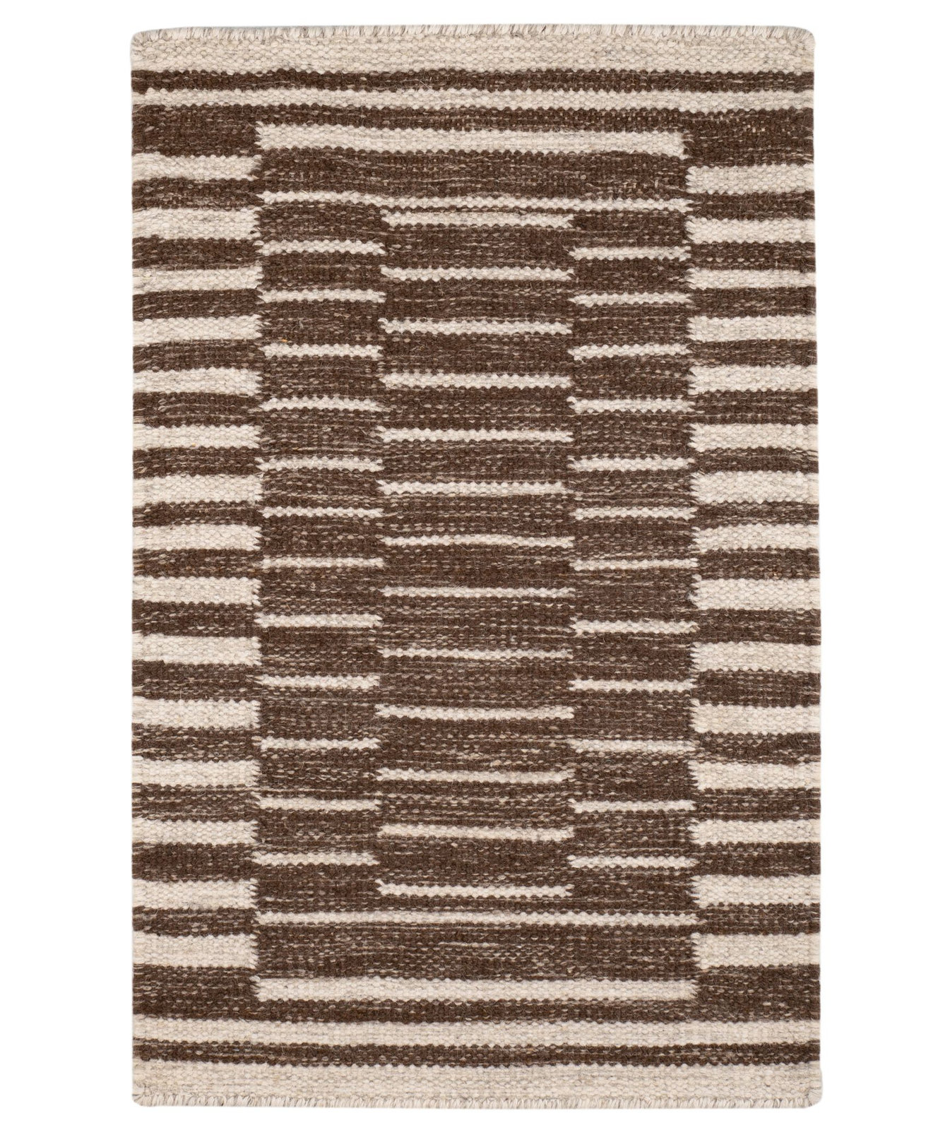Heights Natural Hand-Woven Geometric Wool Rug, Rectangle 3' x 5'