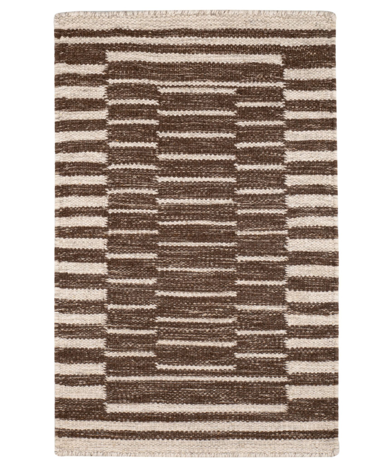 Heights Natural Hand-Woven Geometric Wool Rug, Rectangle 5' x 8'