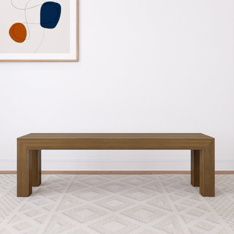 Linzy Modern Wood Bench, Pecan