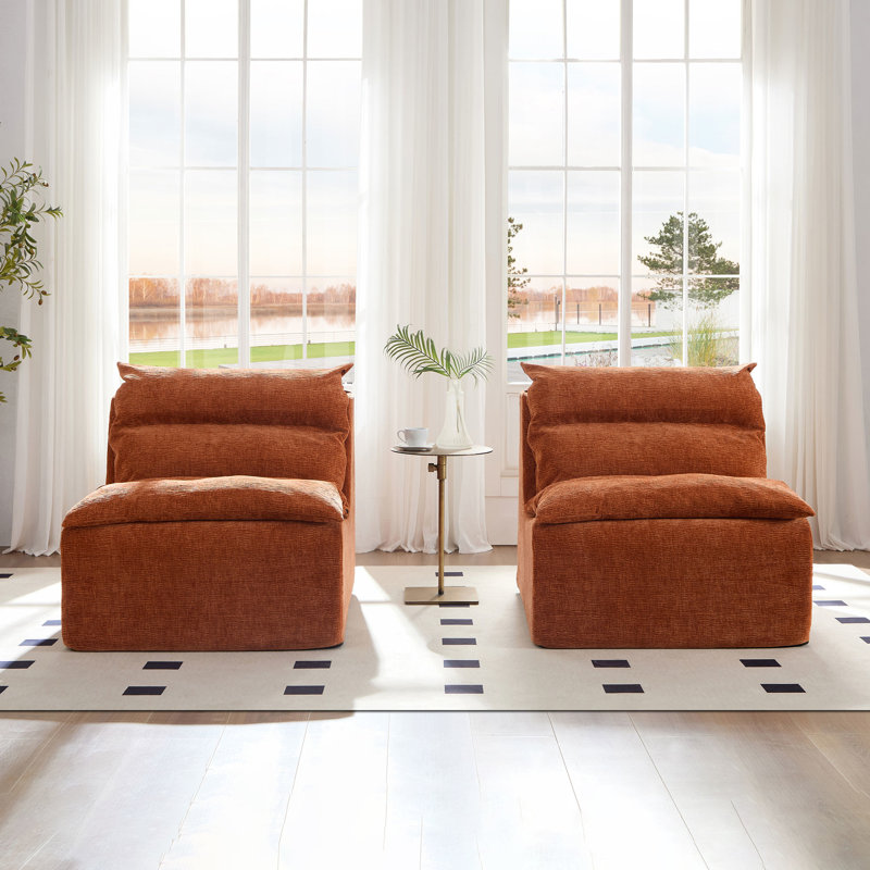 Fauteuil à oreilles Comfy Living - fauteuil d'appoint pour chambre à coucher, bureau, siège simple, chambre ergonomique orange, siège de bureau,