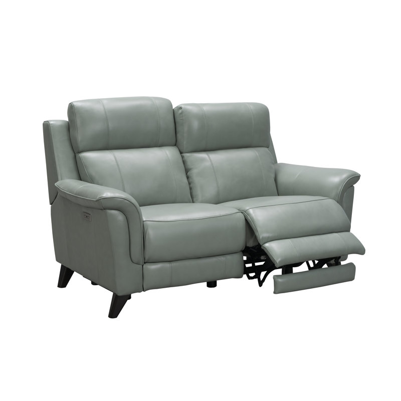 Neabsco 63" Leather Match Pillow Top Arm Reclining Loveseat, Lorenzo Mint Leather Match