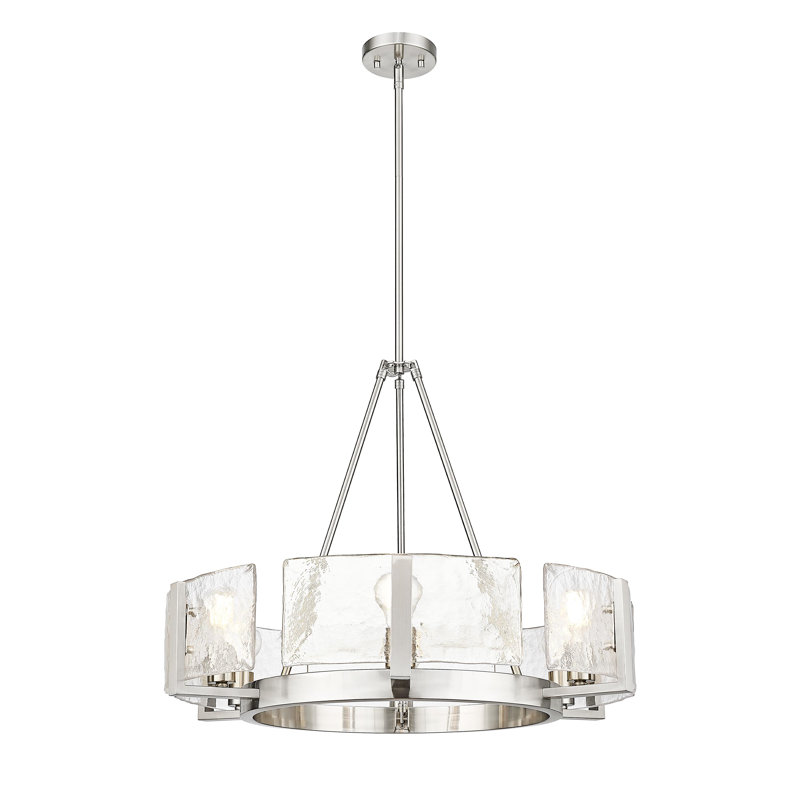Aenon Chandelier with Hammered Water Glass, 65.63'' H x 21'' W x 27.75'' D, 6, Pewter