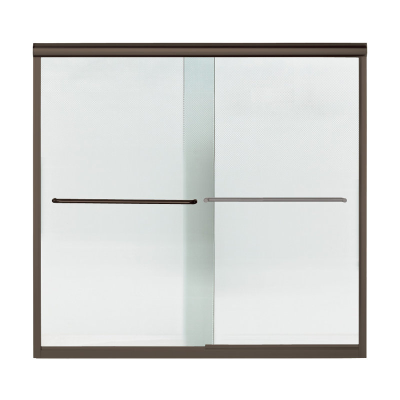 Porte de salle de bain sans cadre Finesse 59,625 po x 55,5 po, Bronze foncé