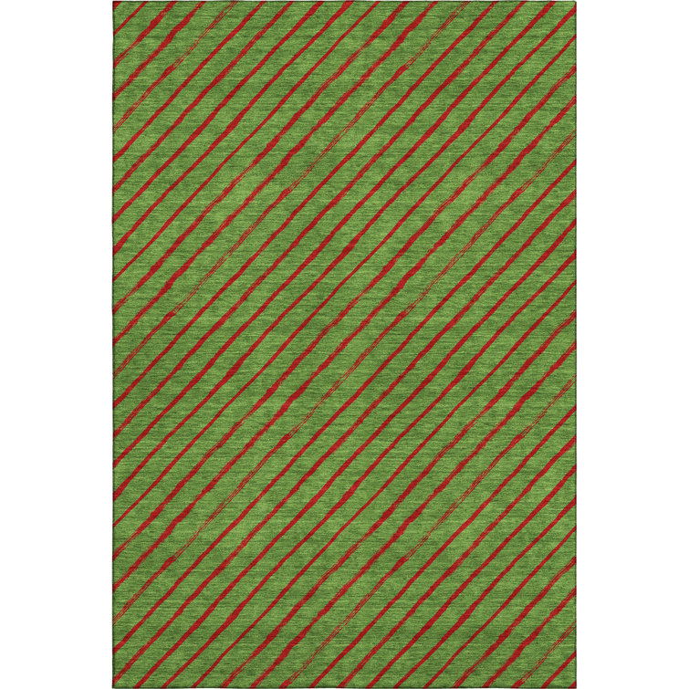 Premium Machine Washable Dockside AMF1819 Striped Holiday Rug