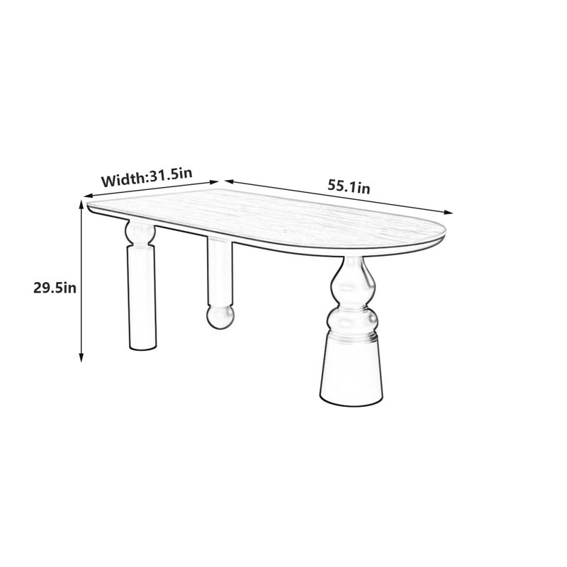 Table de salle à manger Retro Rock, H 29,5 po x L 55,1 po x l 31,5 po