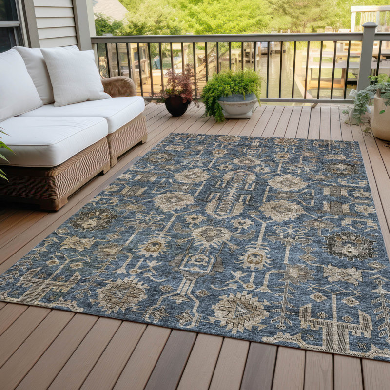 Myda Washable Oriental Indoor / Outdoor Rug, Rectangle 5' x 7'6"