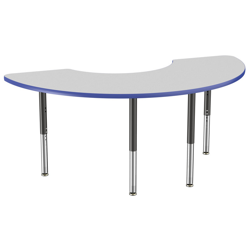 Table d'activité demi-lune 36 "x 72" avec pieds réglables, Gray/Blue/Black, Super