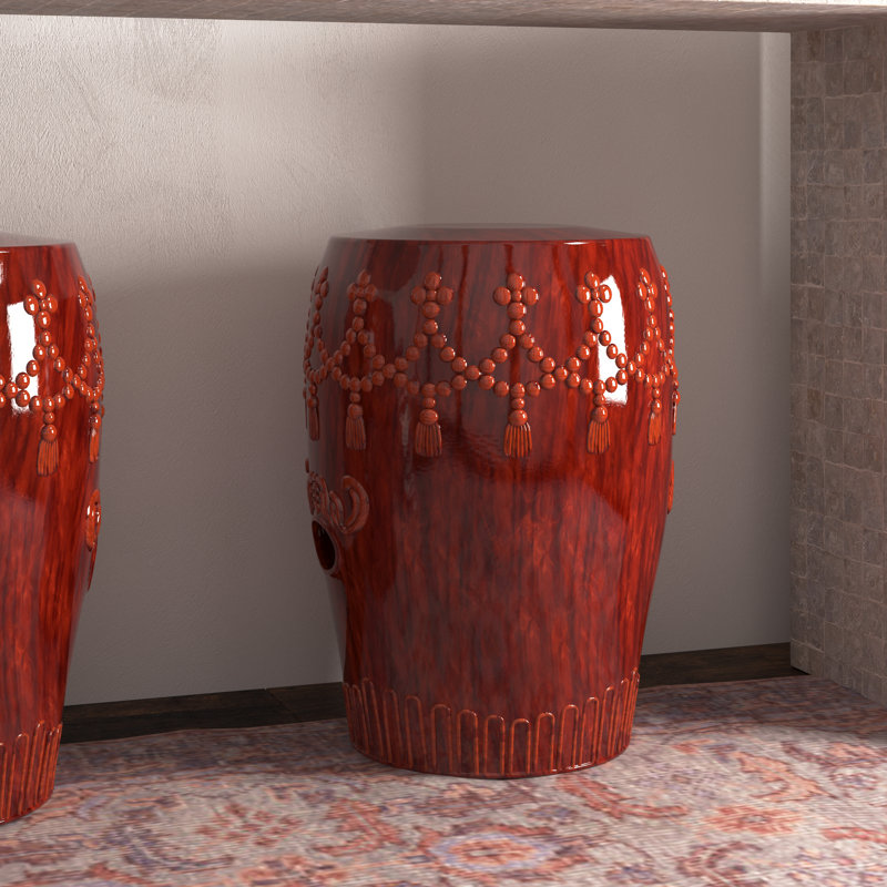 Tabouret de jardin en céramique Kanli, Glacis brun