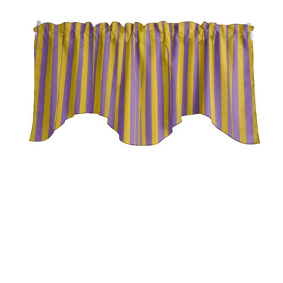 Cotton Blend Striped Scalloped Window Valance