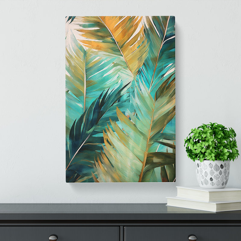 Palm Leaf Action No.2 - Wrapped Canvas, 50cm H x 35cm W x 3cm D