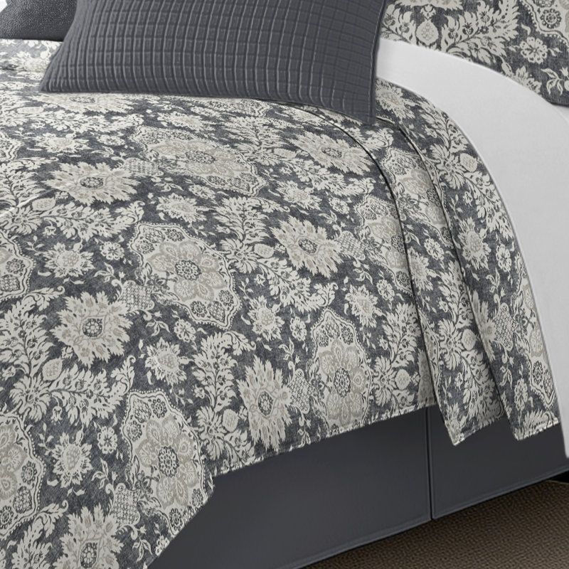 Ensemble d'édredon en coton Indali, Housse de couette très grand et 2 très grandes t, Moka / gris anthracite