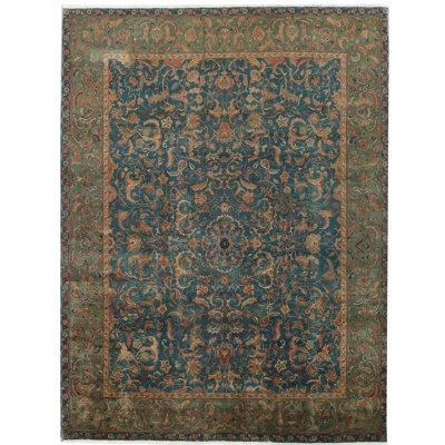 Tapis oriental en laine noué à la main bleu / gris Maharaja