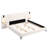 White Boucle Fabric King Bed With Integrated Lights And Convenient Shelves Upholstered Reading Shelving For Bedroom Layout-1195271006