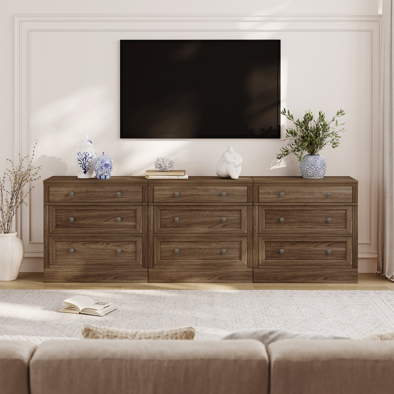Meuble télé 94,5 po Viesville Retro Elegant, Walnut